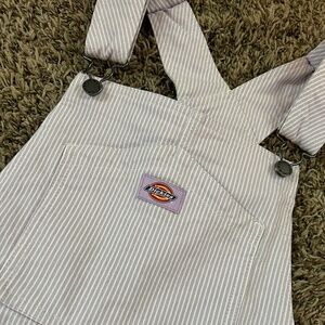 NWOT Dickies womens twill bib skirtall overall dress purple stripe size small